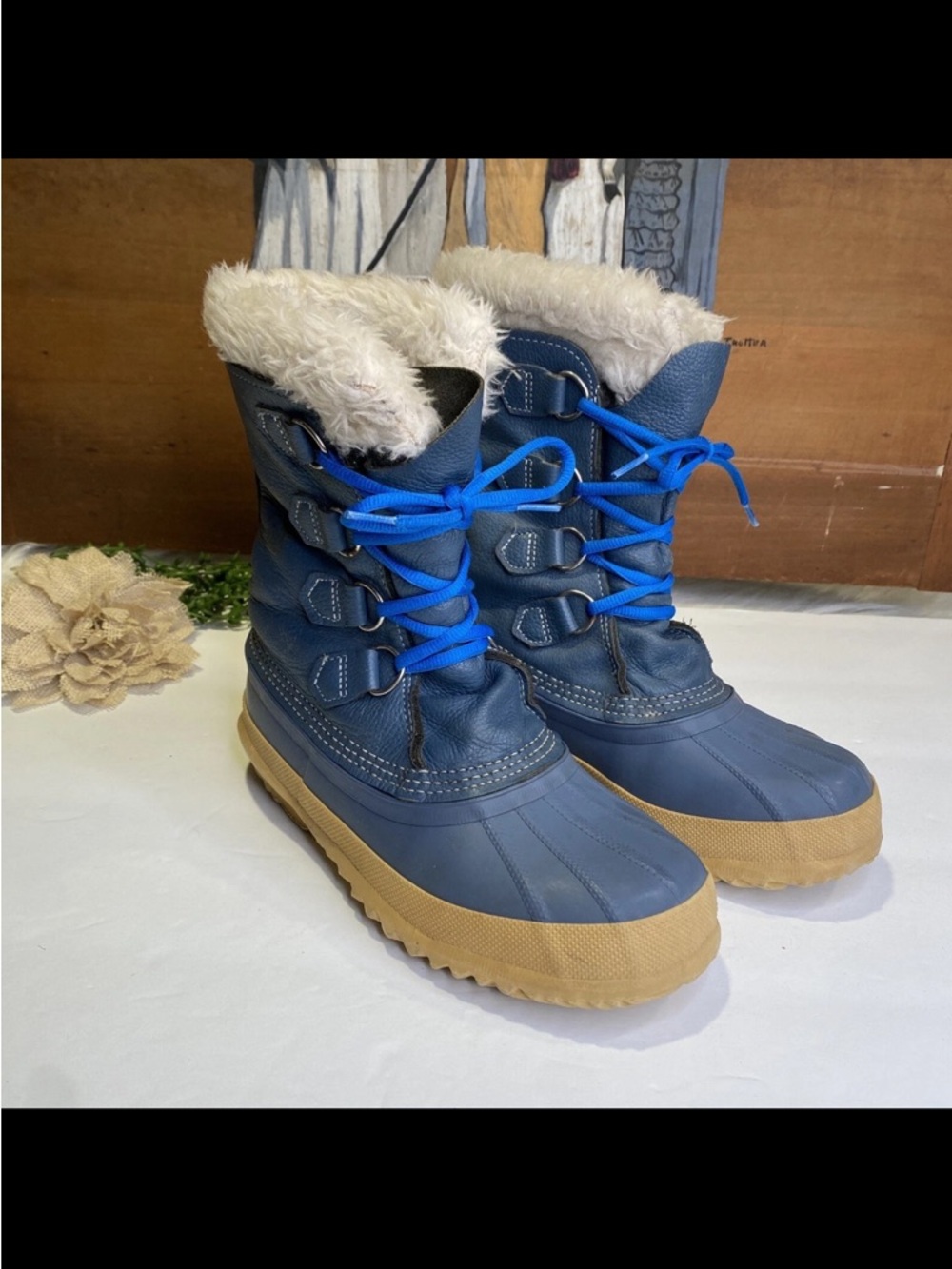 Vintage Sorel Kaufman Blue Manitou Insulated Pac Boots Women's Size 6